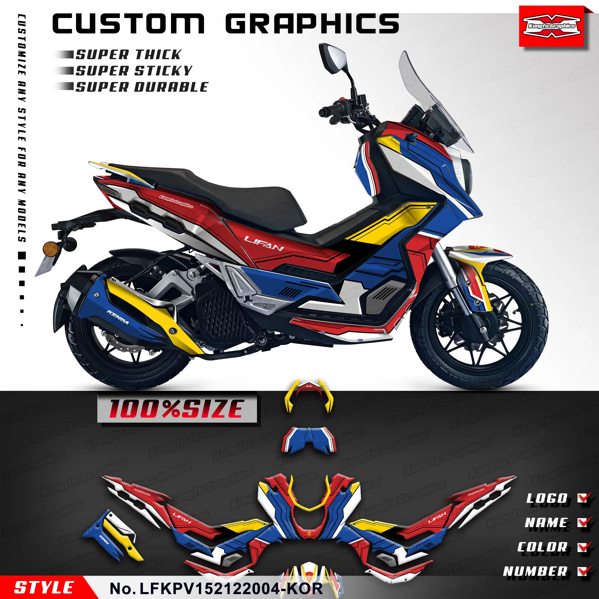 KUNGFU GRAPHICS Stickers Complete Adhesive Decals for LIFAN KPV 150 2021 2022, Protector, LFKPV152122004-KOR
KUNGFU GRAPHICS Stickers Complete Adhesive Decals for LIFAN KPV 150 2021 2022, Protector, LFKPV152122004-KOR