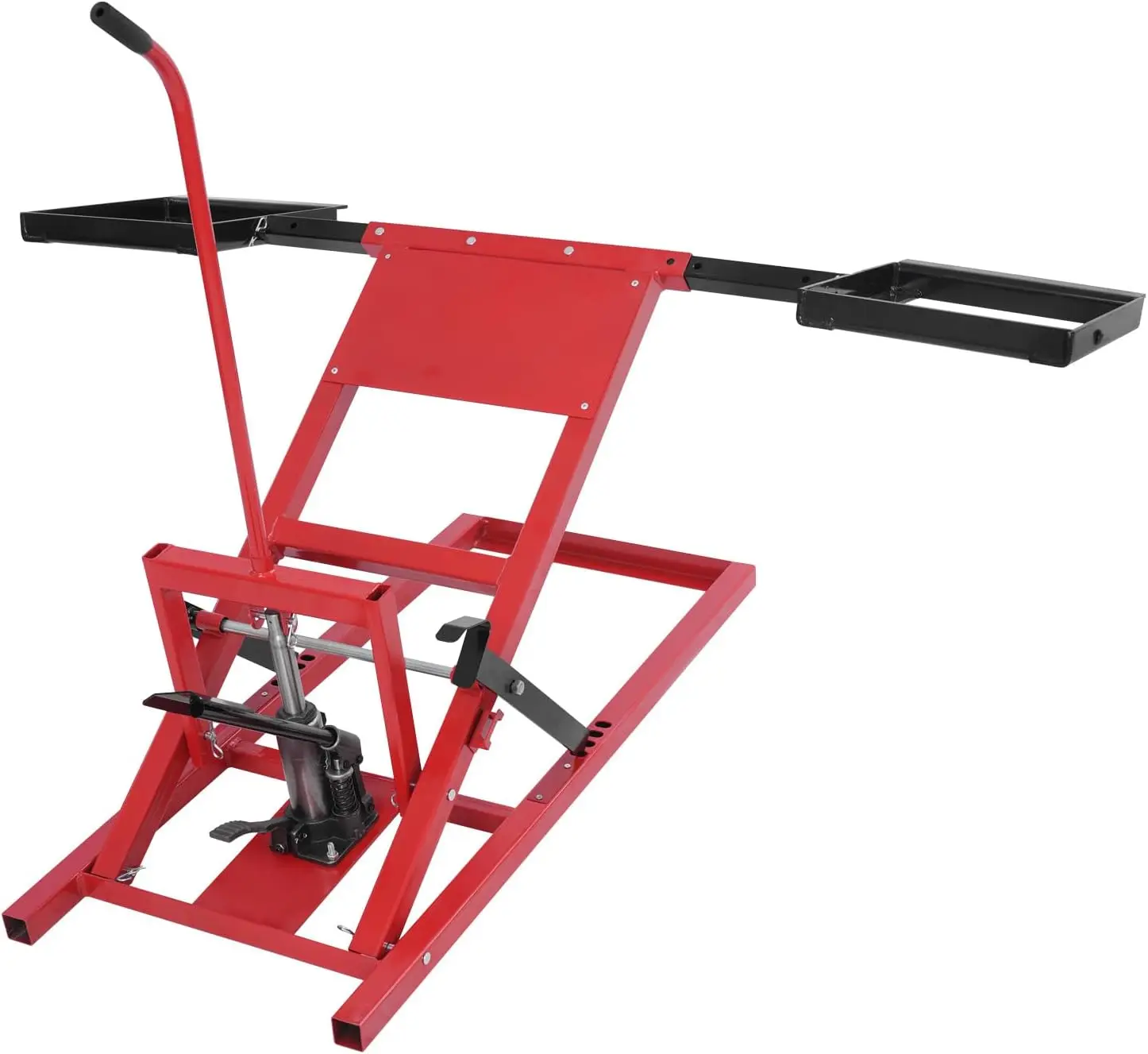 Red Hydraulic Lawn Mower Lift - 500LBS Capacity&17.5-24in Lift Height, 23-48in Adjustable Wheel Span&Q235 Carbon Steel,for Blade
Red Hydraulic Lawn Mower Lift - 500LBS Capacity&17.5-24in Lift Height, 23-48in Adjustable Wheel Span&Q235 Carbon Steel,for Blade
