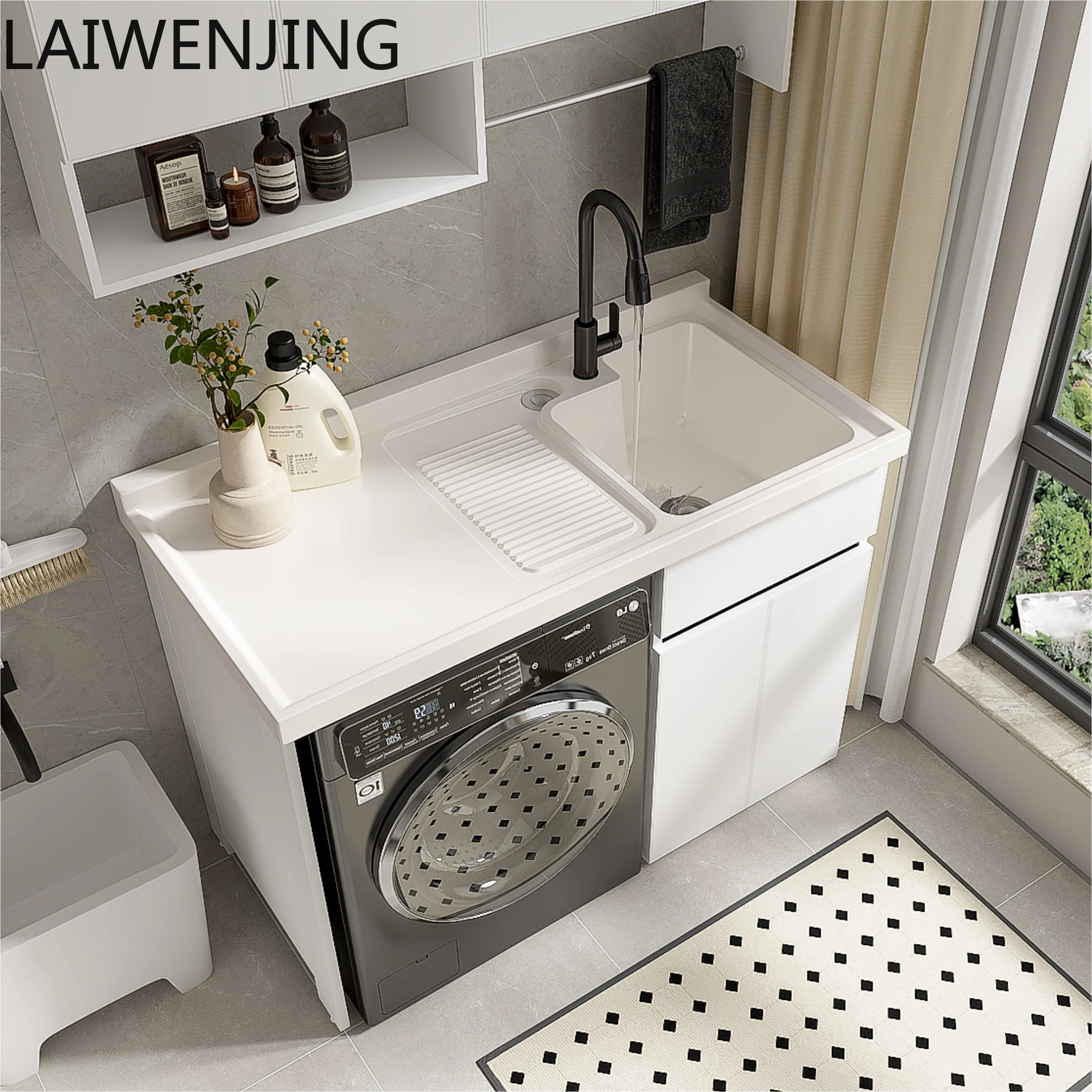 MJY space aluminum washing machine cabinet combination custom basin with rubbing board integrated cabinet significant other
MJY space aluminum washing machine cabinet combination custom basin with rubbing board integrated cabinet significant other