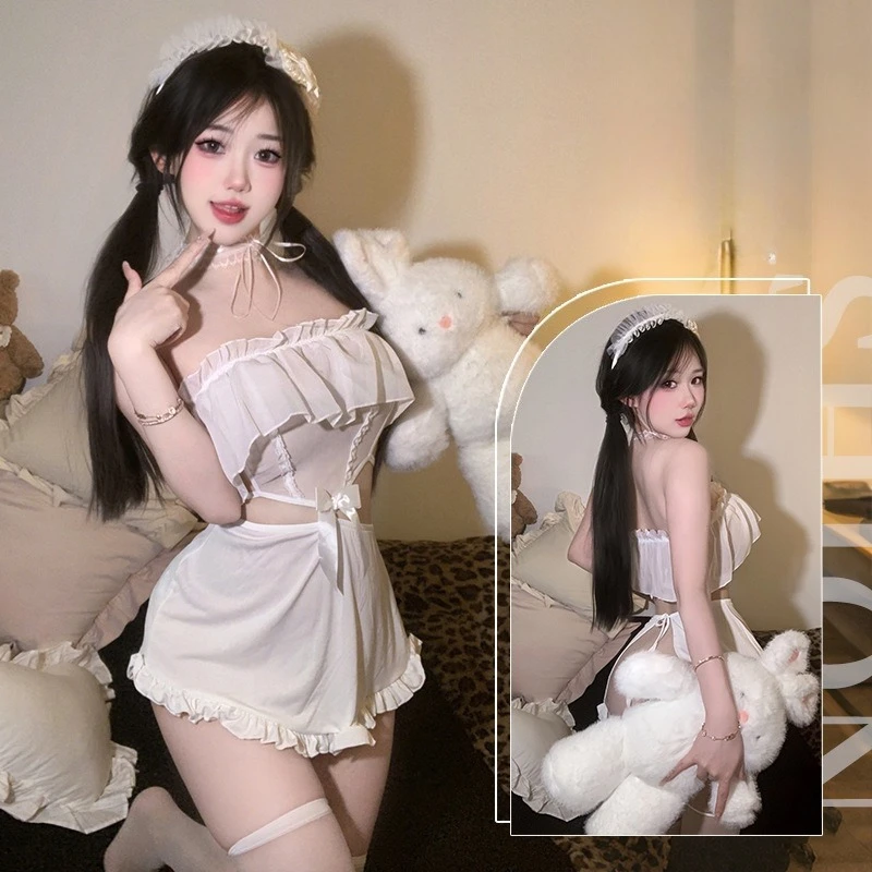 Sexy Lingerie Hollowed Out Backless Maid Uniform Roleplay Set Lace Cute Bow Top Miniskirt Anime Cosplay Costumes Women Pajamas
Sexy Lingerie Hollowed Out Backless Maid Uniform Roleplay Set Lace Cute Bow Top Miniskirt Anime Cosplay Costumes Women Pajamas