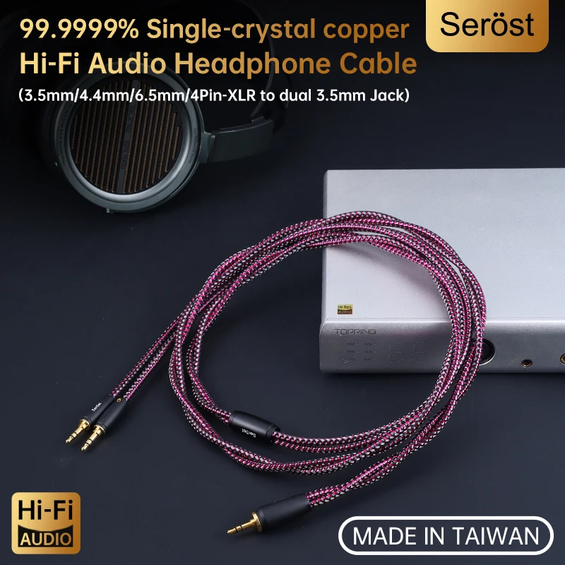 Serost HiFi OCC Single Crystal Copper Audio Cable 3.5mm/4.4mm/6.5mm/4Pin-XLR to Dual 3.5mm Male Stereo Jack for Headphones
Serost HiFi OCC Single Crystal Copper Audio Cable 3.5mm/4.4mm/6.5mm/4Pin-XLR to Dual 3.5mm Male Stereo Jack for Headphones