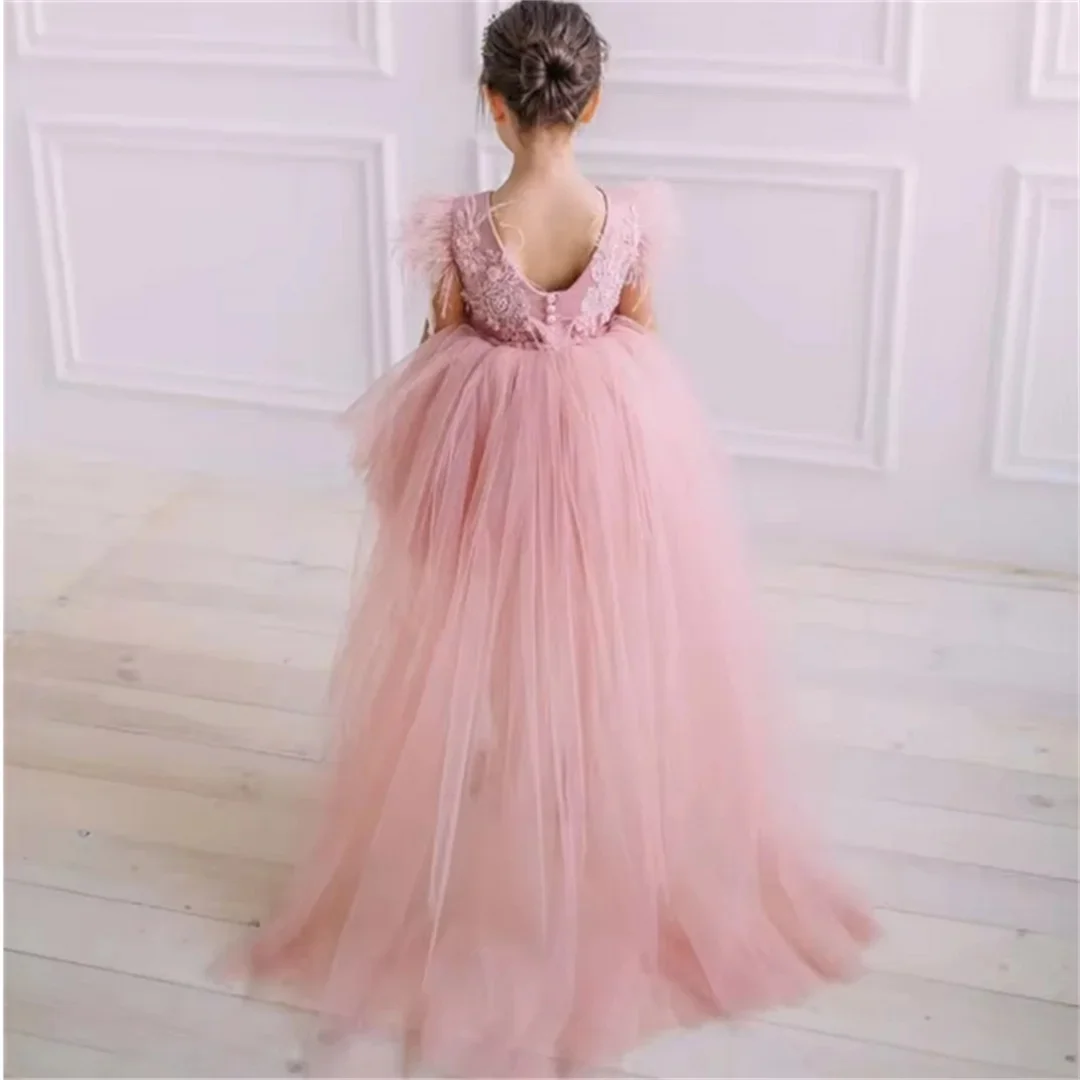 Customized Pink Flower Girl Dresses For Wedding Feather Appliques Sleeveless Elegant Kids Birthday Party First Communion Gown
Customized Pink Flower Girl Dresses For Wedding Feather Appliques Sleeveless Elegant Kids Birthday Party First Communion Gown