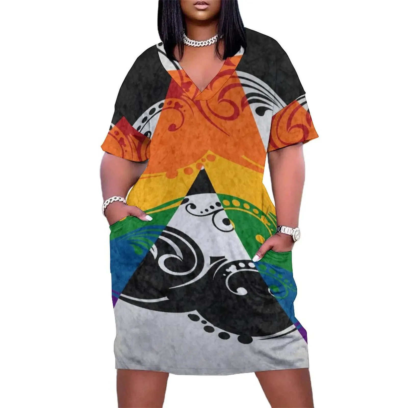 Fancy Swooped and Swirled LGBT Ally Pride Flag Background Loose Pocket Dress long dress women Dresses clothes
Fancy Swooped and Swirled LGBT Ally Pride Flag Background Loose Pocket Dress long dress women Dresses clothes