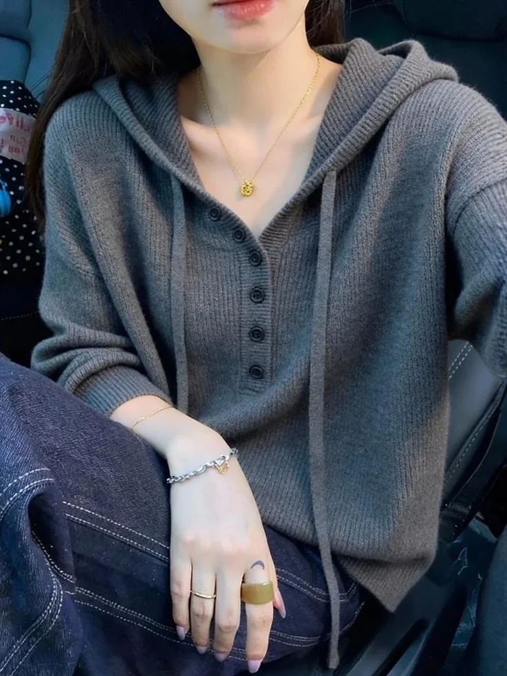 Корейский вязаный свитер с капюшоном для женщин, универсальный лонгслив Aosphere, простой модный трикотаж для повседневной носки
Корейский вязаный свитер с капюшоном для женщин, универсальный лонгслив Aosphere, простой модный трикотаж для повседневной носки