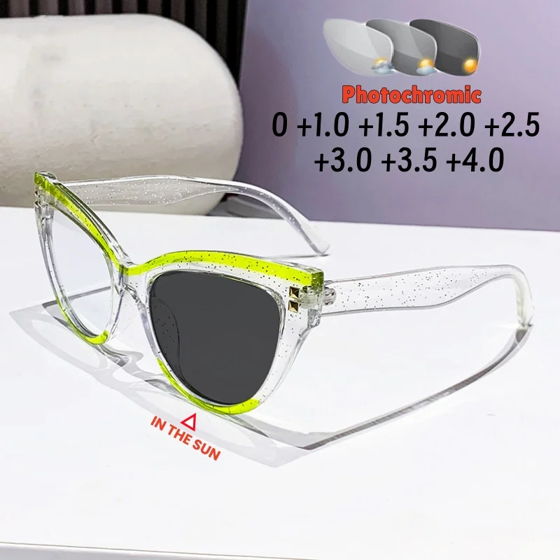 Unisex High-end Fashionable Photochromic Cat-eye Presbyopia Glasses Comfortable Protect Eyes Sunshade Eyeglasses 0 To +4.0
Unisex High-end Fashionable Photochromic Cat-eye Presbyopia Glasses Comfortable Protect Eyes Sunshade Eyeglasses 0 To +4.0