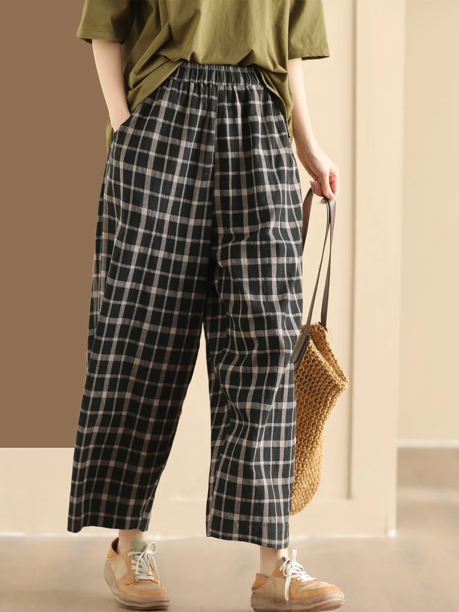 Slimming Straight Leg Pants Women's Elastic Waist Loose Cheered Trousers Vintage Colored Weave Ladies Casual Nine-Piece Pants
Slimming Straight Leg Pants Women's Elastic Waist Loose Cheered Trousers Vintage Colored Weave Ladies Casual Nine-Piece Pants