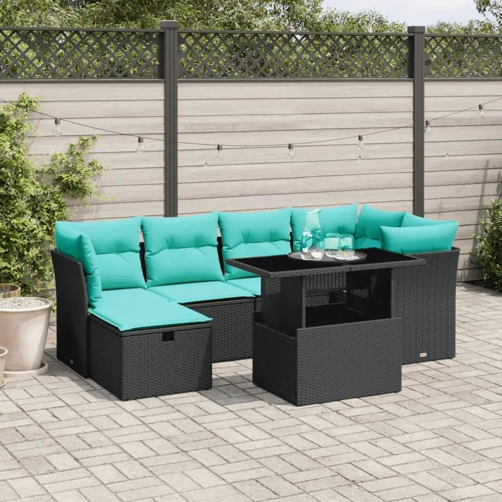 7 Piece Outdoor Patio Sofa Set with Cushions Black Rattan Furniture Garden Lounge Seating
7 Piece Outdoor Patio Sofa Set with Cushions Black Rattan Furniture Garden Lounge Seating