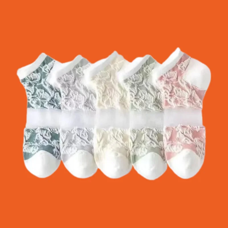 5 Pairs Trendy Ladies' Socks Spring Summer Thin Cotton Soled Crystal New Fashion Socks Glass Silk High Quality Women's Socks
5 Pairs Trendy Ladies' Socks Spring Summer Thin Cotton Soled Crystal New Fashion Socks Glass Silk High Quality Women's Socks