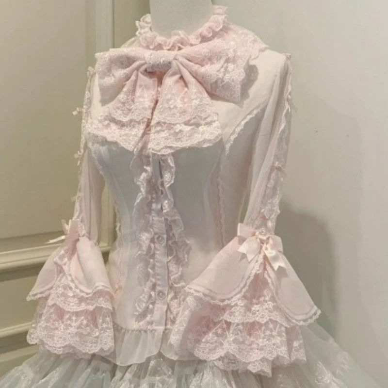 Victorian Vintage Lolita Shirts Women Sweet Cute Lace Ruffles Bow Flare Long Sleeve Blouses Japanese Kawaii Y2k Slim Inside Tops
Victorian Vintage Lolita Shirts Women Sweet Cute Lace Ruffles Bow Flare Long Sleeve Blouses Japanese Kawaii Y2k Slim Inside Tops