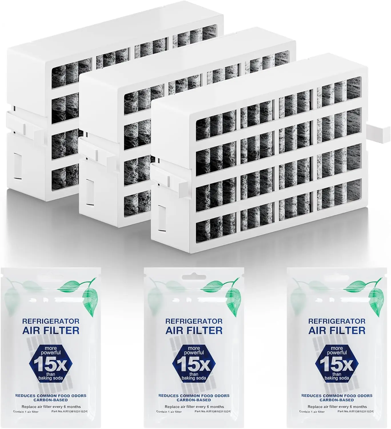 Replacement Refrigerator Air Filter 3-Pack, Compatible with Whirlpool Kenmore, Fits W10311524 AIR1, Fresh Flow, White
Replacement Refrigerator Air Filter 3-Pack, Compatible with Whirlpool Kenmore, Fits W10311524 AIR1, Fresh Flow, White