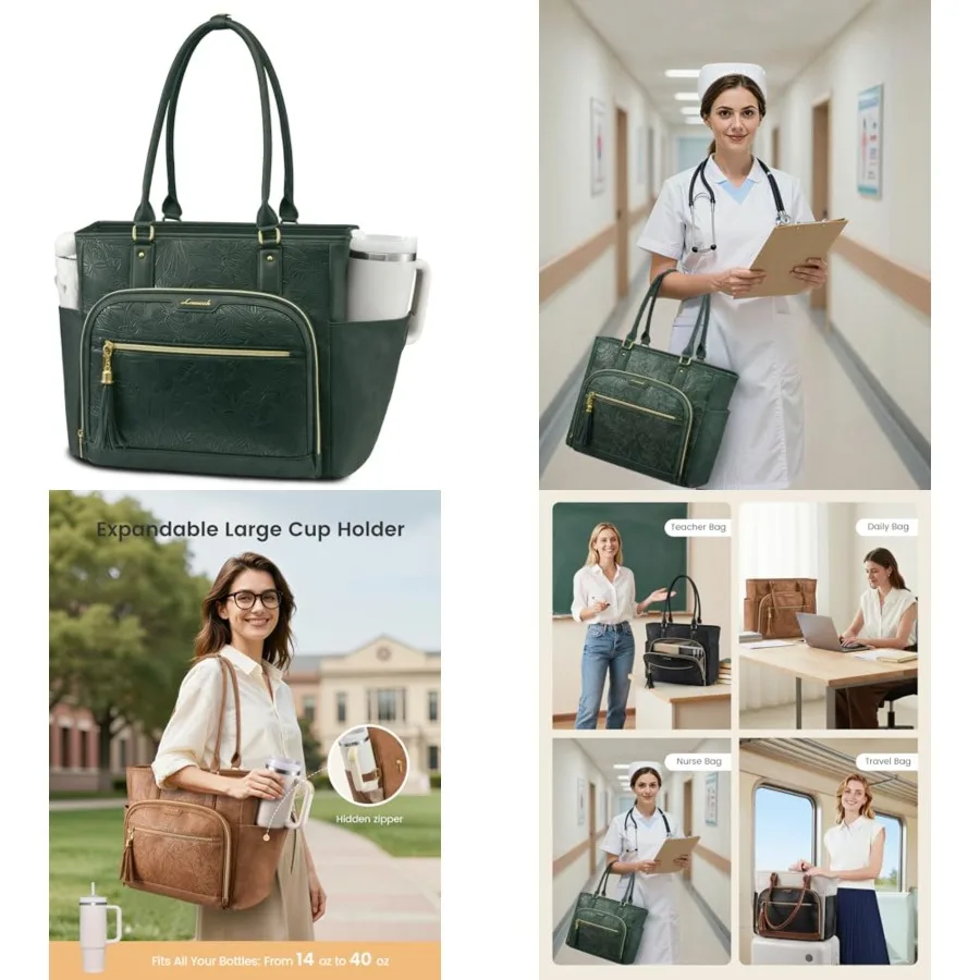Laptop Tote Bag for Women With Large Cup Holder, Vintage Leather Work Tote Bag for Teacher Nurse
Laptop Tote Bag for Women With Large Cup Holder, Vintage Leather Work Tote Bag for Teacher Nurse