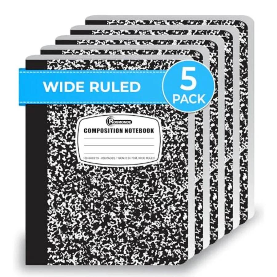 Composition Notebook Wide Ruled, 200 Pages 100 Sheets,9-3/4 x 7-1/2, Back to School Supplies, Notebooks for School, Office Supp
Composition Notebook Wide Ruled, 200 Pages 100 Sheets,9-3/4 x 7-1/2, Back to School Supplies, Notebooks for School, Office Supp