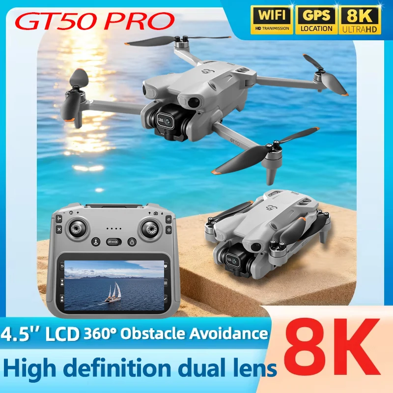 NEW GT50 PRO Drone 4.3'' Screen Remote Control Professional 4K HD 90° Camera Optical Flow Positioning Quadcopter UAV Toys Gifts
NEW GT50 PRO Drone 4.3'' Screen Remote Control Professional 4K HD 90° Camera Optical Flow Positioning Quadcopter UAV Toys Gifts