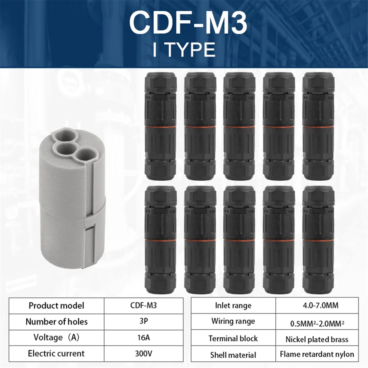 A17Z 10PCS IP68 Electrical Waterproof Connector Wire Cable 3 Pin Outdoor Hard Wire Quick Push-in Conductor Terminal Connector
A17Z 10PCS IP68 Electrical Waterproof Connector Wire Cable 3 Pin Outdoor Hard Wire Quick Push-in Conductor Terminal Connector
