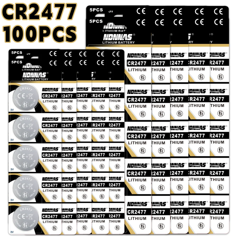 5-100Pcs CR2477 3V Lithium Coin Cell Button Battery DL2477 BR2477 5024LC For Watch Car Key Fob Remote Clock Electronic Device
5-100Pcs CR2477 3V Lithium Coin Cell Button Battery DL2477 BR2477 5024LC For Watch Car Key Fob Remote Clock Electronic Device