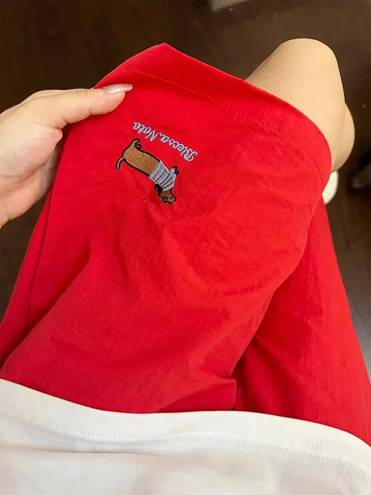 Dopne Red orts Men Women Outdoor Qui Dry Sausage Dog Embroidery American Sport Five Beach Pants Straight Leg Casual Pants
Dopne Red orts Men Women Outdoor Qui Dry Sausage Dog Embroidery American Sport Five Beach Pants Straight Leg Casual Pants
