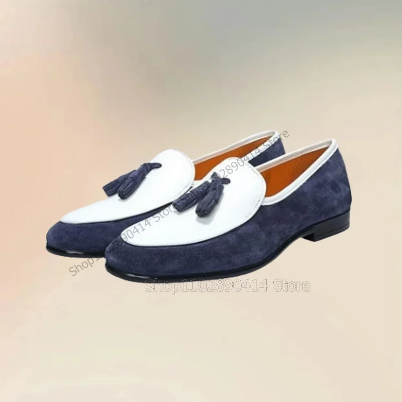 Blue White Patchwork Tassels Decor Penny Loafers Fashion Slip On Men Shoes Luxury Handmade Party Feast Office Men Casual Shoes
Blue White Patchwork Tassels Decor Penny Loafers Fashion Slip On Men Shoes Luxury Handmade Party Feast Office Men Casual Shoes