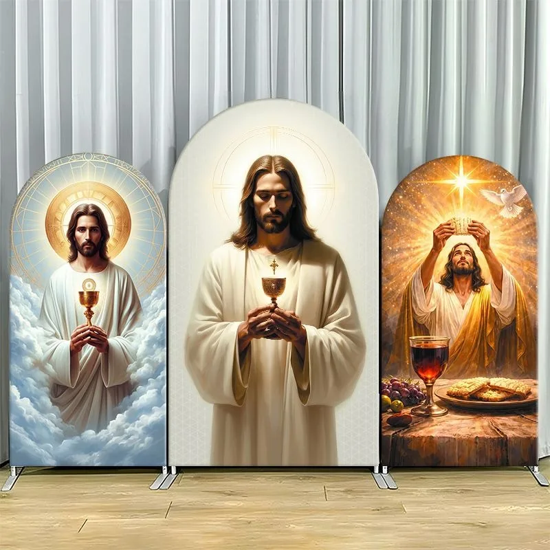 Single Side Arch Backdrop Cover Elegant Sacred Jesus Theme Backdrop for Religious Events Featuring Holy Communion and Eucharist
Single Side Arch Backdrop Cover Elegant Sacred Jesus Theme Backdrop for Religious Events Featuring Holy Communion and Eucharist