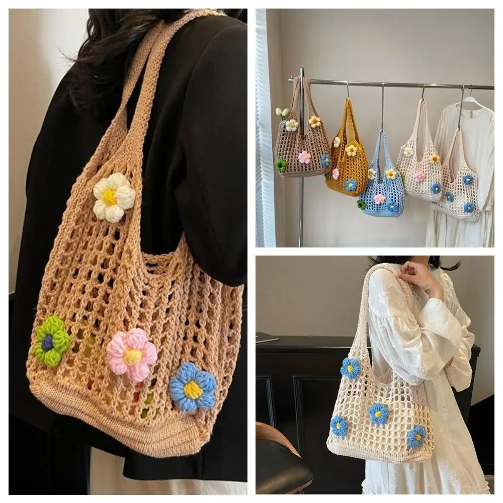 Cute Multicolor Flower Woven Bag Hollow Large Capacity Knitting Tote Bag Bohemian Style Handbag Hollow Shoulder Bag Holiday
Cute Multicolor Flower Woven Bag Hollow Large Capacity Knitting Tote Bag Bohemian Style Handbag Hollow Shoulder Bag Holiday