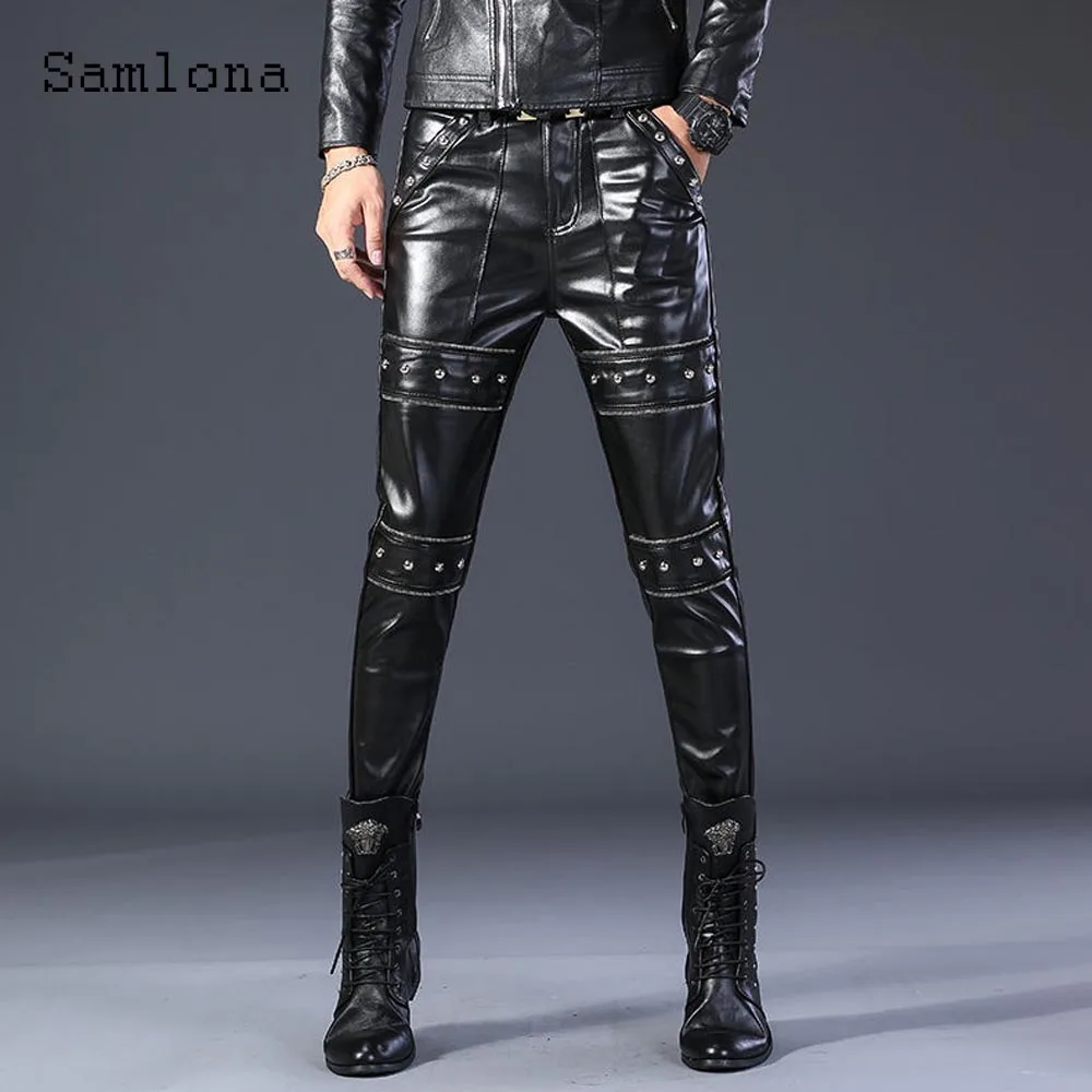 2025 Rock Style Fashion PU Leather Pants Men Sexy Night Club Dance Pants Men's Grossy Faux Leather Slim Motorcycle Trousers New
2025 Rock Style Fashion PU Leather Pants Men Sexy Night Club Dance Pants Men's Grossy Faux Leather Slim Motorcycle Trousers New