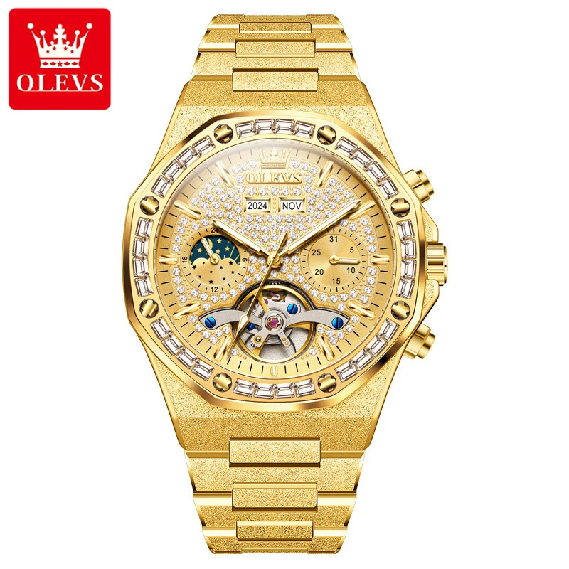 OLEVS Brand Original Luxury Gold Tourbillon Mechanical Watch Men Stainless Steel Automatic Watches Waterproof Date Men's Watches
OLEVS Brand Original Luxury Gold Tourbillon Mechanical Watch Men Stainless Steel Automatic Watches Waterproof Date Men's Watches