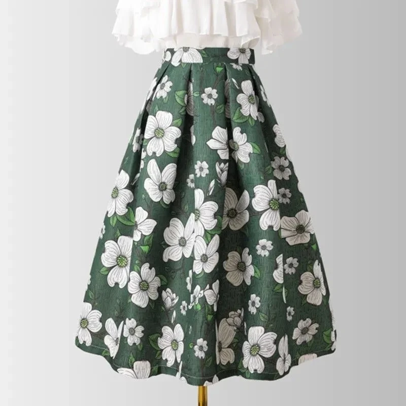 Green Flower Painting Chic High Waist Ball Gown A-line Loose Women's Skirt Knee-Length Long Skirts For Women Clothing Fashion
Green Flower Painting Chic High Waist Ball Gown A-line Loose Women's Skirt Knee-Length Long Skirts For Women Clothing Fashion