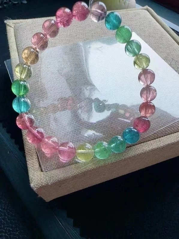 Natural Colorful Tourmaline Clear Barrel Beads Bracelet Brazil 7.4mm For Women Men Blue Red Tourmaline AAAAAAA
Natural Colorful Tourmaline Clear Barrel Beads Bracelet Brazil 7.4mm For Women Men Blue Red Tourmaline AAAAAAA