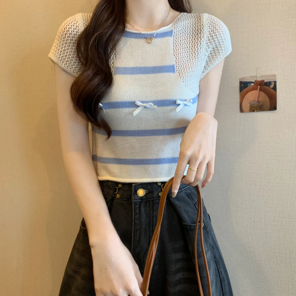 Casual Striped Top Cutout Bow Top All Seasons Casual Style Women\\\\\\'s Casual Striped Crop Bow Design Regular Length
Casual Striped Top Cutout Bow Top All Seasons Casual Style Women\\\\\\'s Casual Striped Crop Bow Design Regular Length