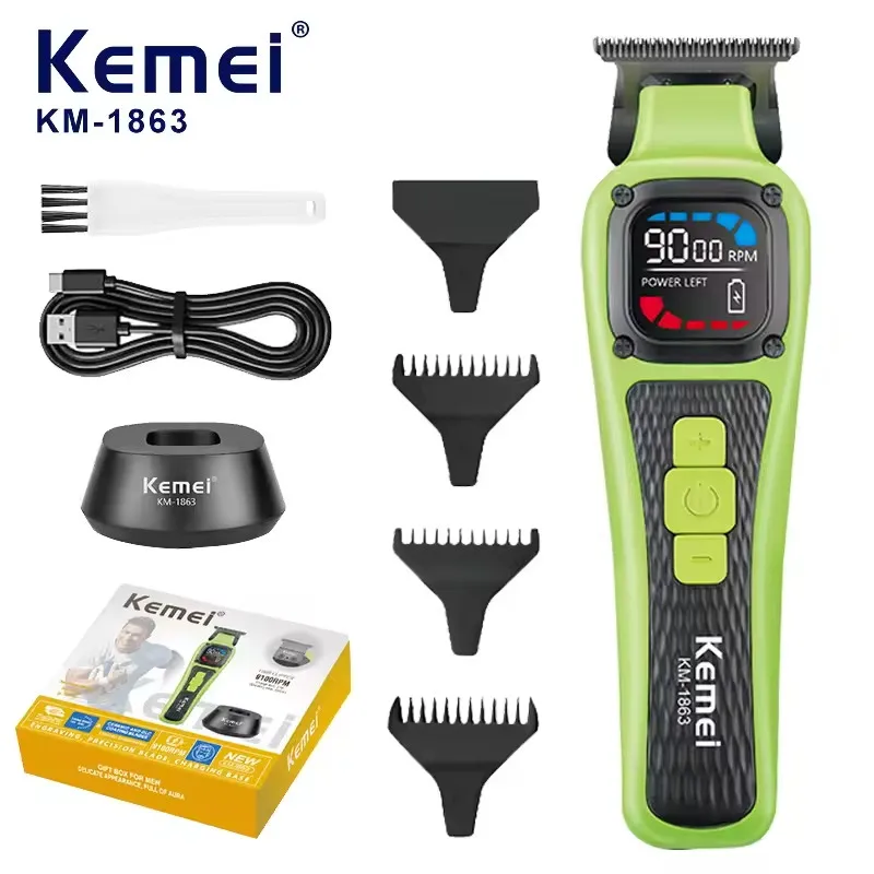 Kemei KM-1863 Hair Trimmer Professional Clipper Electric Trimmer Rechargeable Barber 0mm Zero Gapped Carving Cutting Machine
Kemei KM-1863 Hair Trimmer Professional Clipper Electric Trimmer Rechargeable Barber 0mm Zero Gapped Carving Cutting Machine