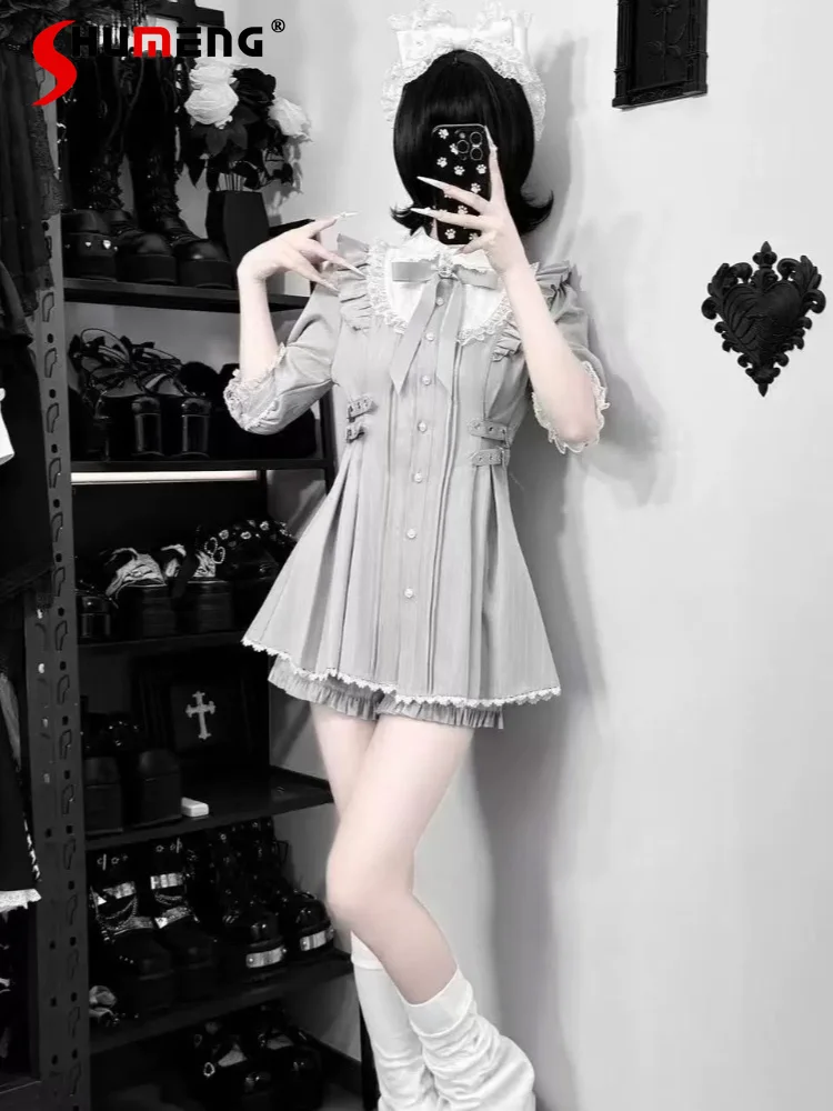 Japanese Mines Style Mass-produced Sweet Bow Doll Collar Striped Short-sleeved Dress High-waisted Shorts Two-piece Set for Women
Japanese Mines Style Mass-produced Sweet Bow Doll Collar Striped Short-sleeved Dress High-waisted Shorts Two-piece Set for Women