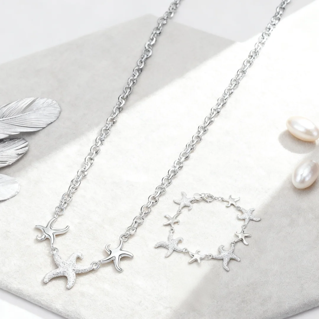 New Arrive 925 Sterling Silver Exquisite Starfish Bracelets Necklaces Jewelry Sets For Women Wedding Accessories Party Gifts
New Arrive 925 Sterling Silver Exquisite Starfish Bracelets Necklaces Jewelry Sets For Women Wedding Accessories Party Gifts