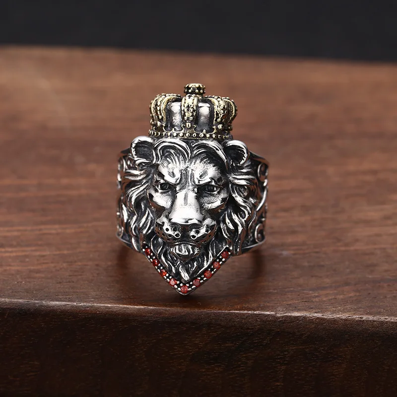 European and American punk S925 sterling silver jewelry fashionretro thai silver stylish crown lion opening men ring trendy
European and American punk S925 sterling silver jewelry fashionretro thai silver stylish crown lion opening men ring trendy