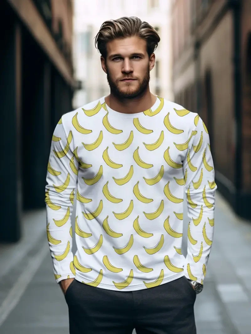 Новая футболка с длинным рукавом с 3D фруктовым узором для женщин, пуловер с графическим принтом банана, весенне-осенние модные футболки, мужские топы большого размера
Новая футболка с длинным рукавом с 3D фруктовым узором для женщин, пуловер с графическим принтом банана, весенне-осенние модные футболки, мужские топы большого размера