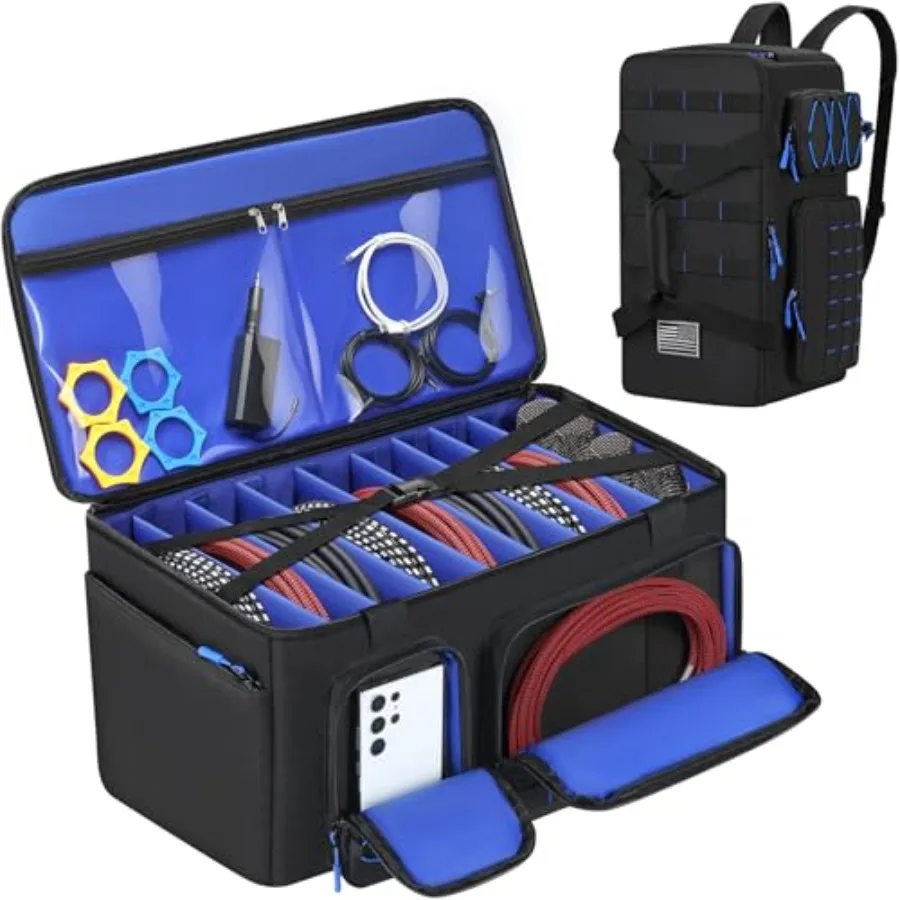 DJ gear organizer bag for travel and gigs: durable nylon, black, 8 detachable dividers + 6 pockets + backpack/luggage/handle st
DJ gear organizer bag for travel and gigs: durable nylon, black, 8 detachable dividers + 6 pockets + backpack/luggage/handle st