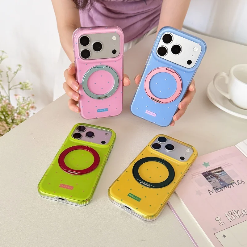 Korean Colorful Polka Dots Rotation Stand Phone Case For iPhone 17 Pro 16 15 Pro Max Back Cover Fashion Shockproof Protective Ca
Korean Colorful Polka Dots Rotation Stand Phone Case For iPhone 17 Pro 16 15 Pro Max Back Cover Fashion Shockproof Protective Ca