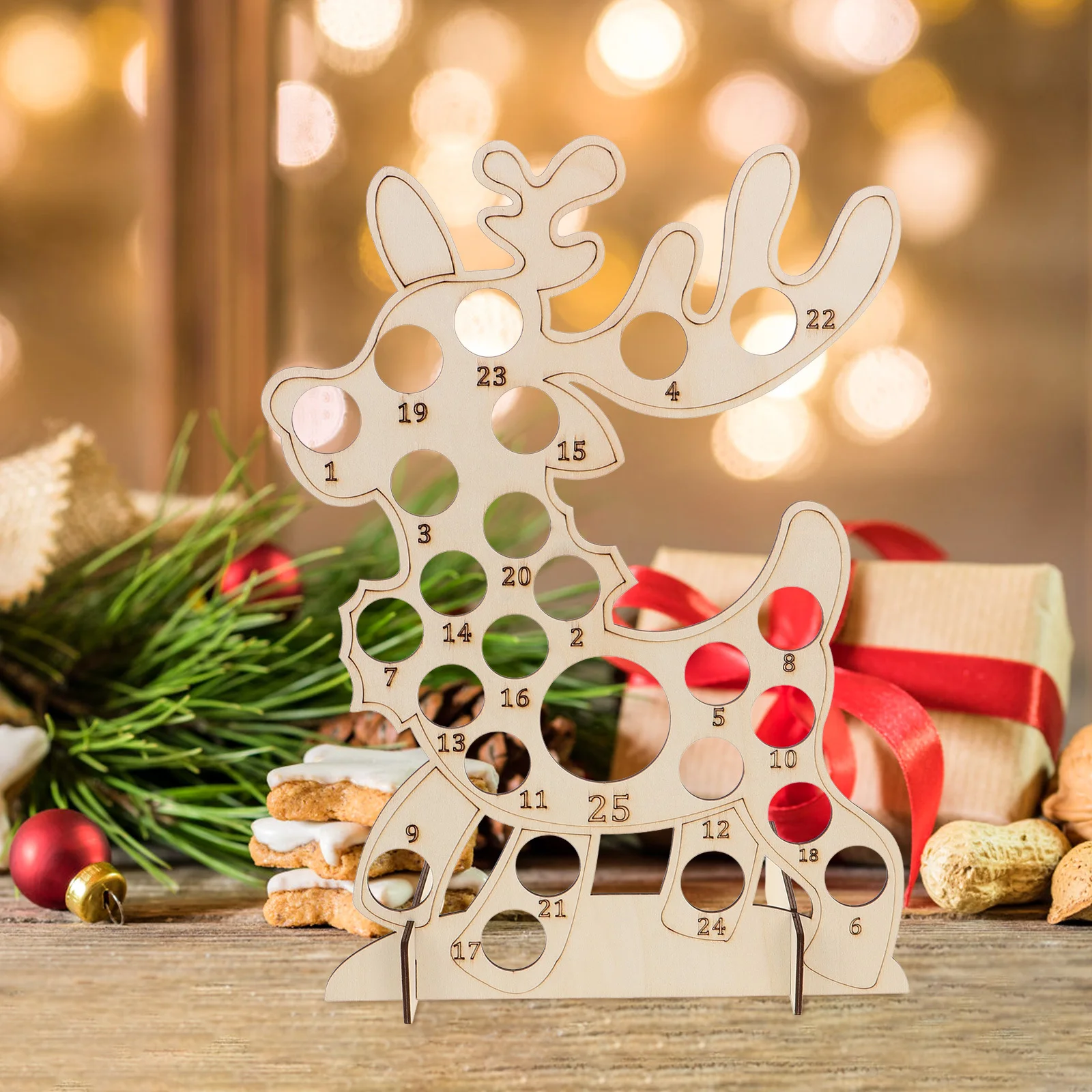 Christmas Wood Countdown Board with Elk Figurine Xmas Chocolate Calendar Holiday Reminding Display Decoration
Christmas Wood Countdown Board with Elk Figurine Xmas Chocolate Calendar Holiday Reminding Display Decoration