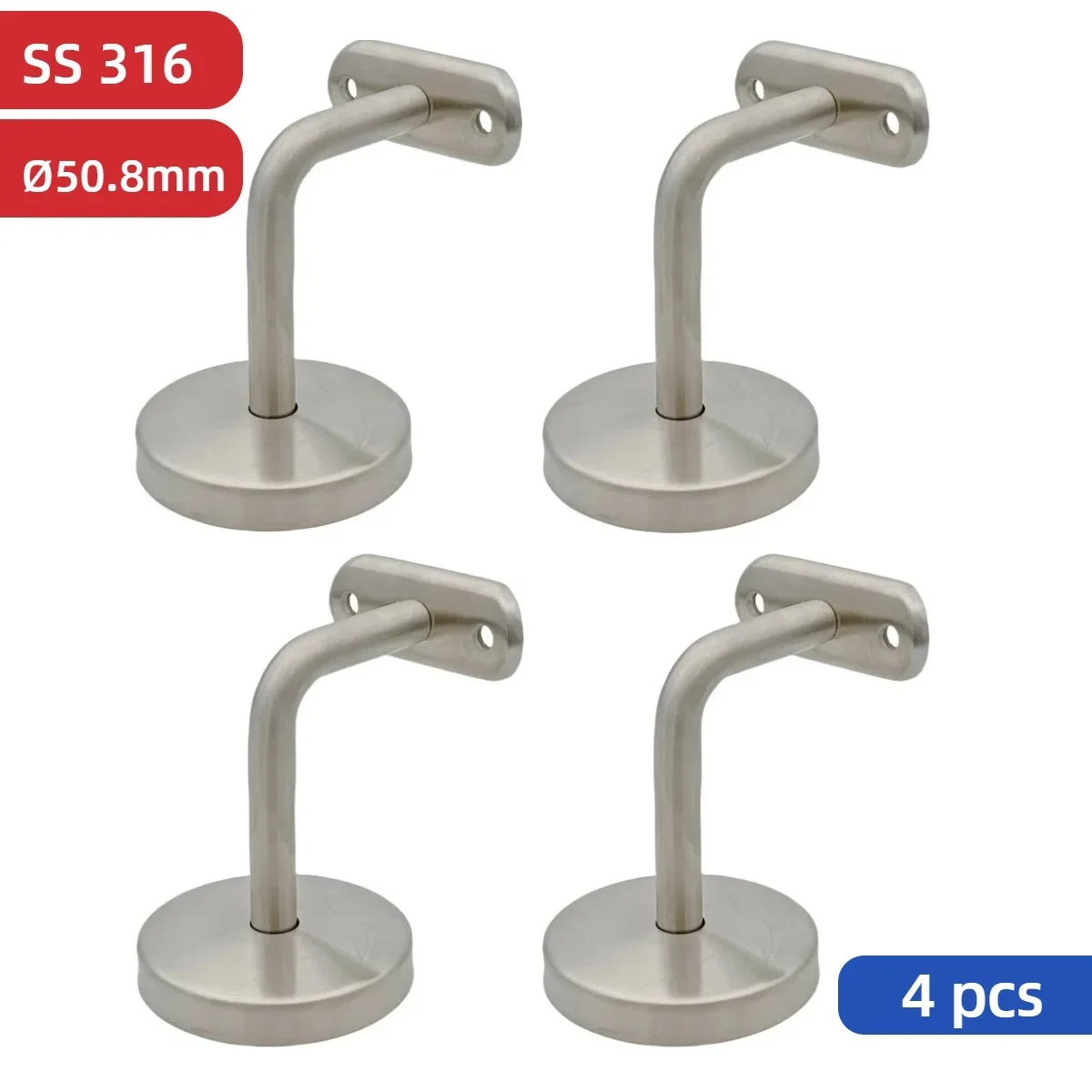 4PCS 316 Stainless Steel Staircase Railing 50.8mm Guard Rail Wall Mounted Handrail Bracket with Cover
4PCS 316 Stainless Steel Staircase Railing 50.8mm Guard Rail Wall Mounted Handrail Bracket with Cover