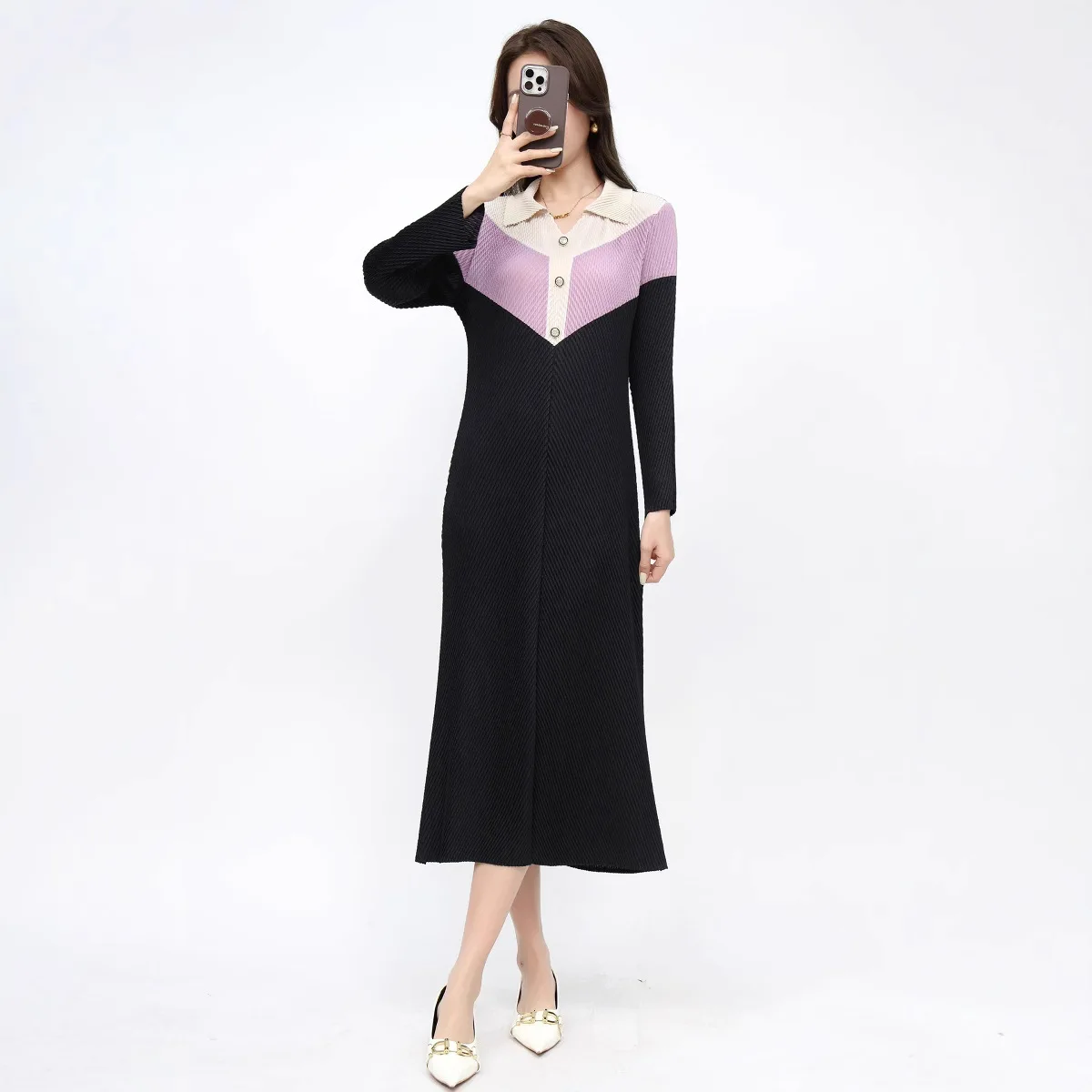 miyake Colorblock Patchwork Design Pleated Dress For Women 2025 New Laple Pullover Long Sleeve Straight Dresses Chic
miyake Colorblock Patchwork Design Pleated Dress For Women 2025 New Laple Pullover Long Sleeve Straight Dresses Chic