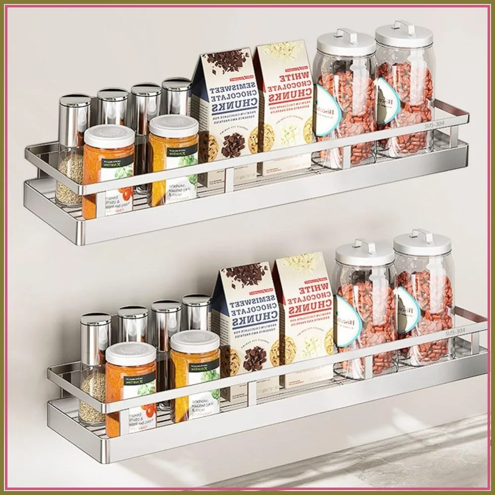 2PCS 19.7Inch Kitchen Spice Rack, SUS304 Stainless Steel Wall Mount Storage Rack, Seasoning Organizer for Bathroom
2PCS 19.7Inch Kitchen Spice Rack, SUS304 Stainless Steel Wall Mount Storage Rack, Seasoning Organizer for Bathroom