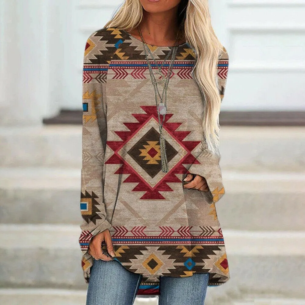 Women's Comfortable Casual Long-Sleeved Retro Pattern 3D Printed Round Neck Jumper Mid-length Top Long-sleeved T-shirt
Women's Comfortable Casual Long-Sleeved Retro Pattern 3D Printed Round Neck Jumper Mid-length Top Long-sleeved T-shirt