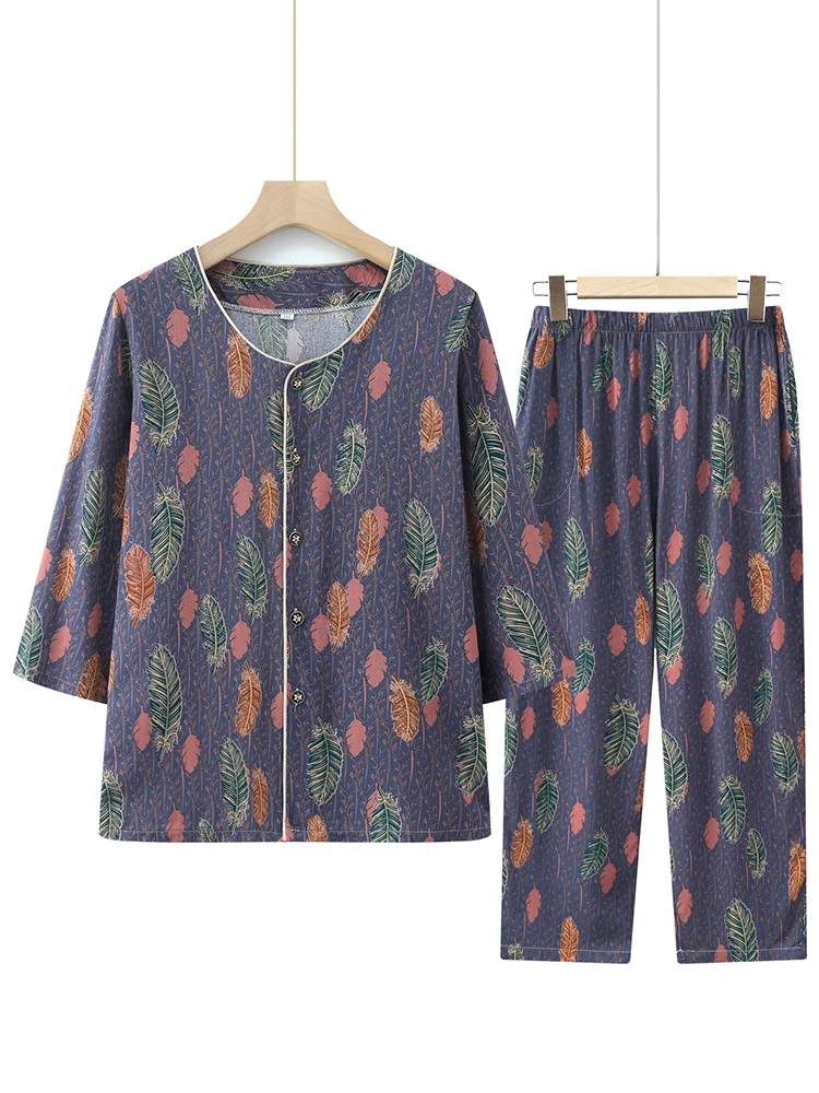 Elderly Women's Summer Sleepwear Cotton Silk Casual Long Sleeve Open Cardigan Set Comfortable Breathable Two-Piece Suit
Elderly Women's Summer Sleepwear Cotton Silk Casual Long Sleeve Open Cardigan Set Comfortable Breathable Two-Piece Suit