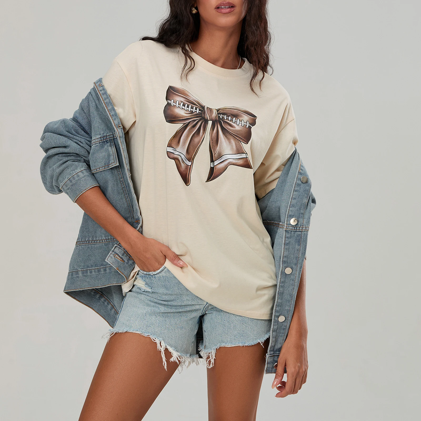 Fashion Women Summer Short Sleeve T-shirt Bowknot Print Crew Neck Casual Tops Streetwear
Fashion Women Summer Short Sleeve T-shirt Bowknot Print Crew Neck Casual Tops Streetwear