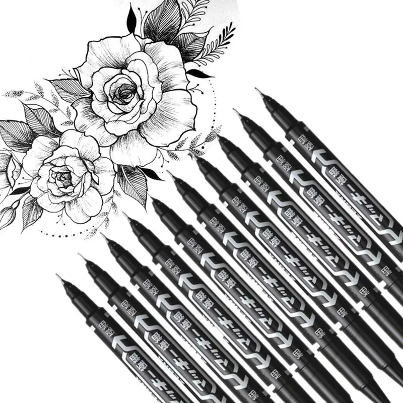 10 шт./партия водонепроницаемые маркеры с надписью, двусторонний лайнер для рисования, черные чернила, маркеры для скетчинга, кисть для рисования; Ручка, товары для рукоделия 
10 шт./партия водонепроницаемые маркеры с надписью, двусторонний лайнер для рисования, черные чернила, маркеры для скетчинга, кисть для рисования; Ручка, товары для рукоделия