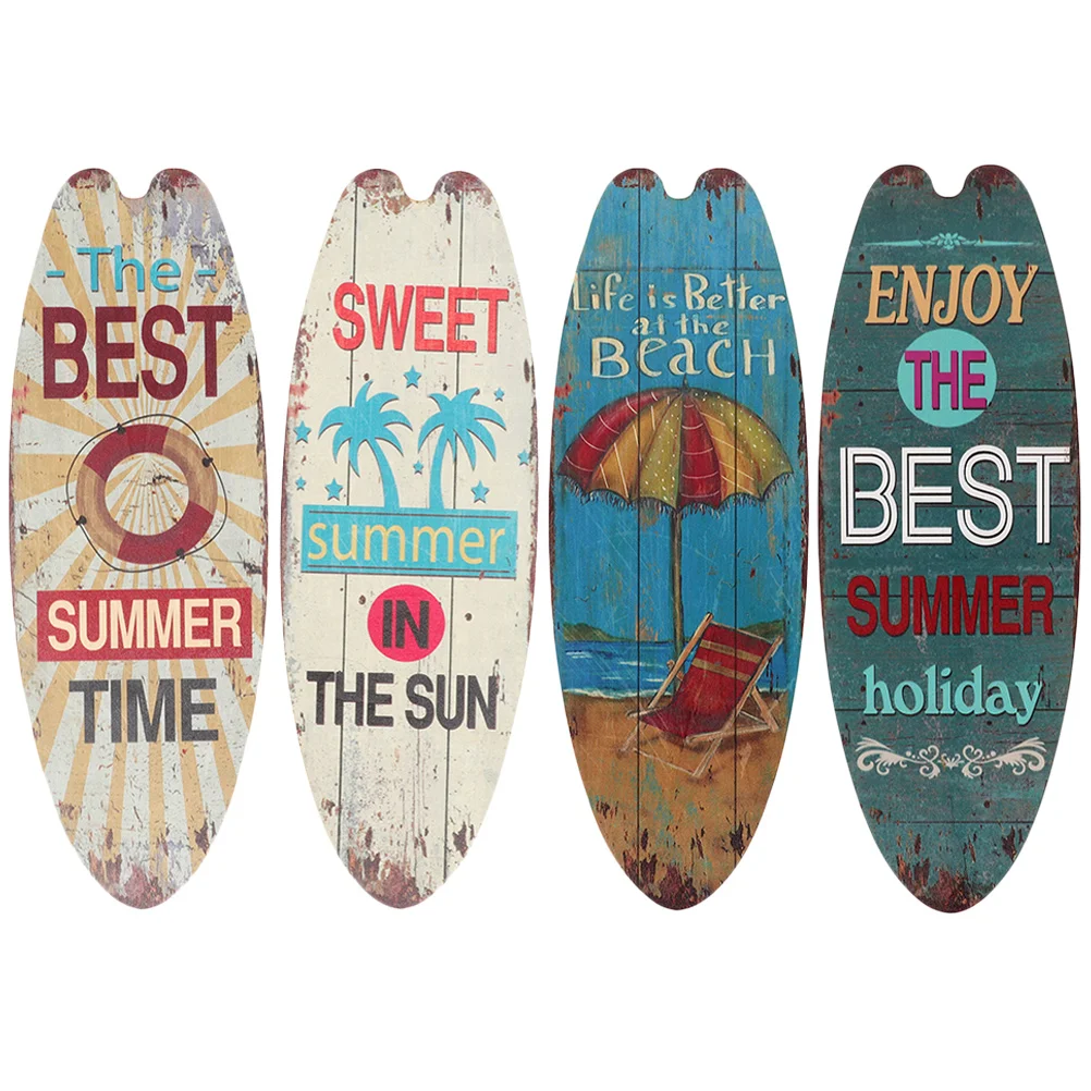 4 Pcs Surfboard Wooden Sign Tropical Wall Decor Signs Ocean Home Hanging Plaque Crafts
4 Pcs Surfboard Wooden Sign Tropical Wall Decor Signs Ocean Home Hanging Plaque Crafts