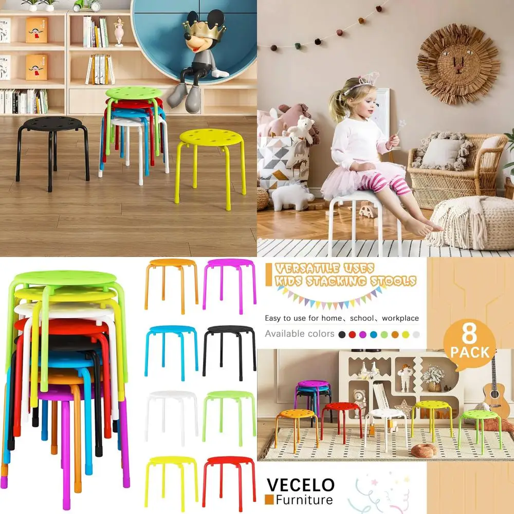 Portable 12 Stackable Plastic Stools with Anti-Slip Mats, 8-Piece Set for Classrooms, Daycares, and Home
Portable 12 Stackable Plastic Stools with Anti-Slip Mats, 8-Piece Set for Classrooms, Daycares, and Home