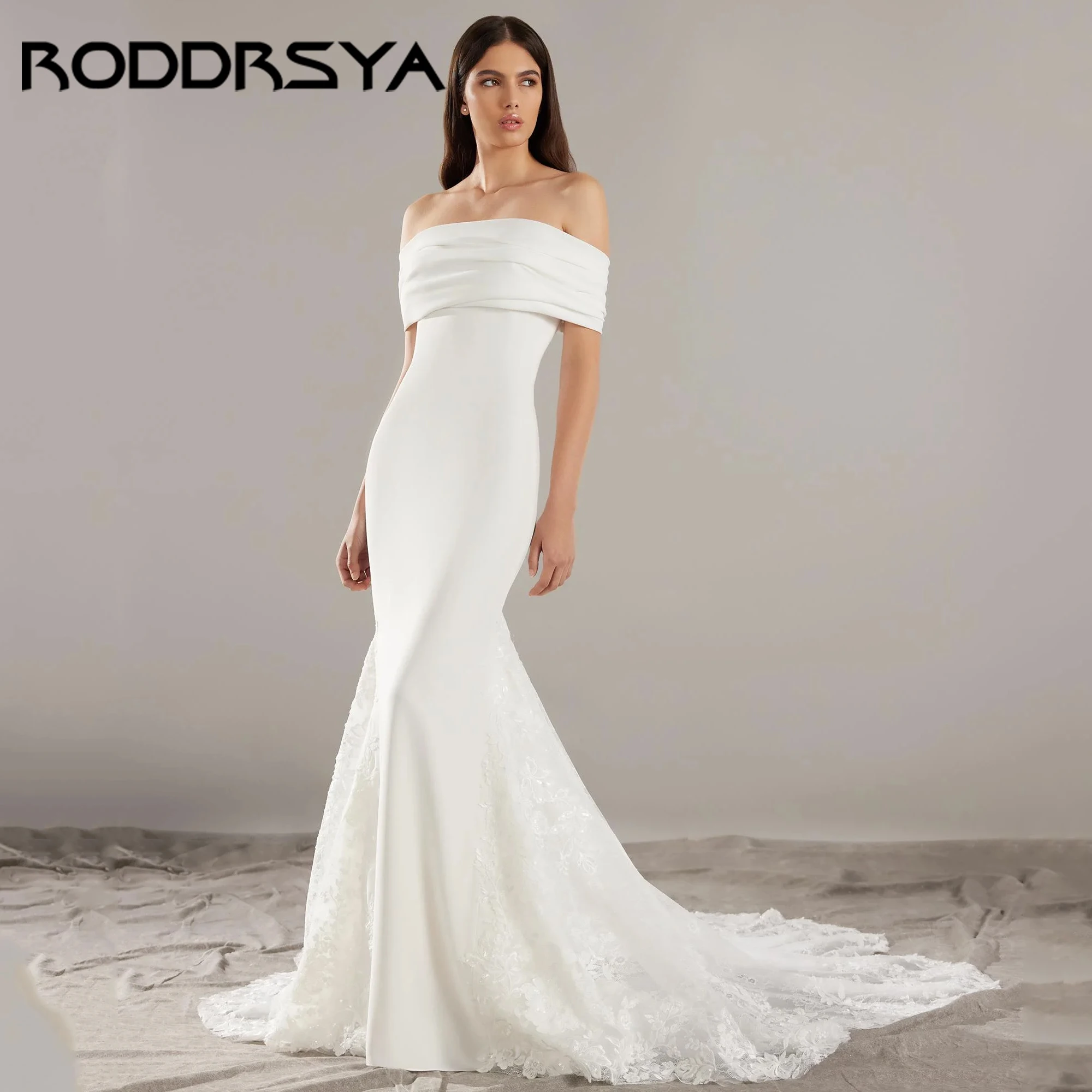 Mermaid Wedding Dress Crepe Sweetheart Off The Shoulder Button Back Bride Gown Boho Bridal Dress Vestidos De Novia Customized
Mermaid Wedding Dress Crepe Sweetheart Off The Shoulder Button Back Bride Gown Boho Bridal Dress Vestidos De Novia Customized