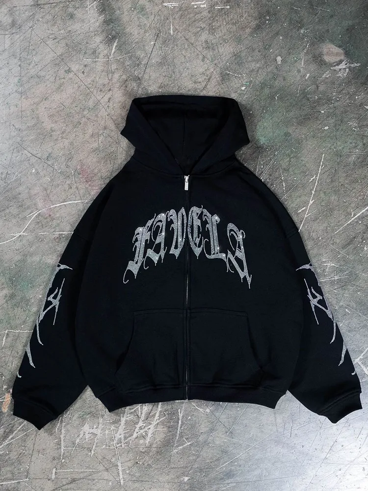 Autumn and winter European and American style letter bone hot diamond loose hooded fashionable men and women sweatshirts y2k top
Autumn and winter European and American style letter bone hot diamond loose hooded fashionable men and women sweatshirts y2k top
