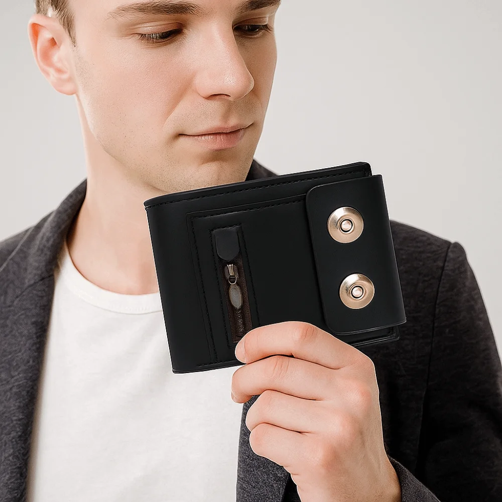 PU Leather Men's Wallet Magnetic Buckle Solid Color Short Card Bag Multi-functional Zipper Closure Credit Card Holder Gift
PU Leather Men's Wallet Magnetic Buckle Solid Color Short Card Bag Multi-functional Zipper Closure Credit Card Holder Gift