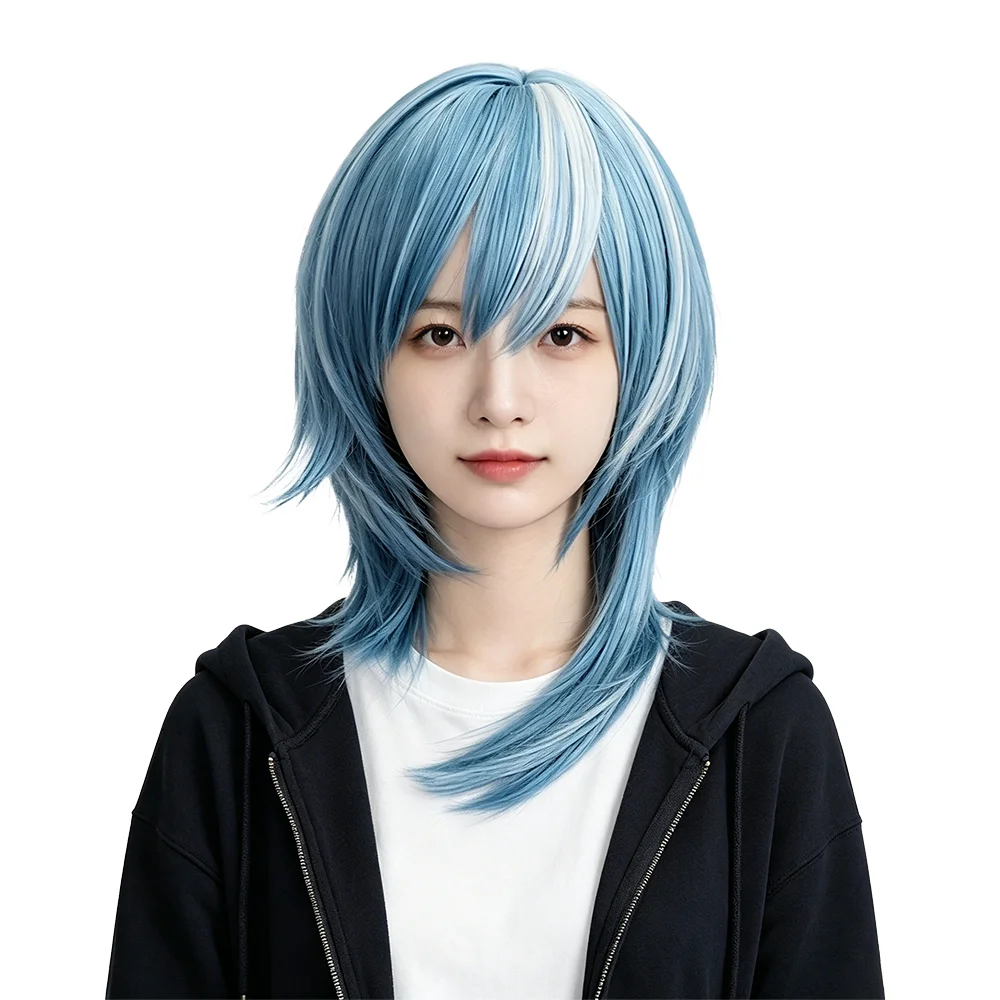 45cm Light Blue Wig with White Streaks Neutral Style Long Sideburns Natural Looking Heat Resistant Synthetic Wig For Men Women
45cm Light Blue Wig with White Streaks Neutral Style Long Sideburns Natural Looking Heat Resistant Synthetic Wig For Men Women