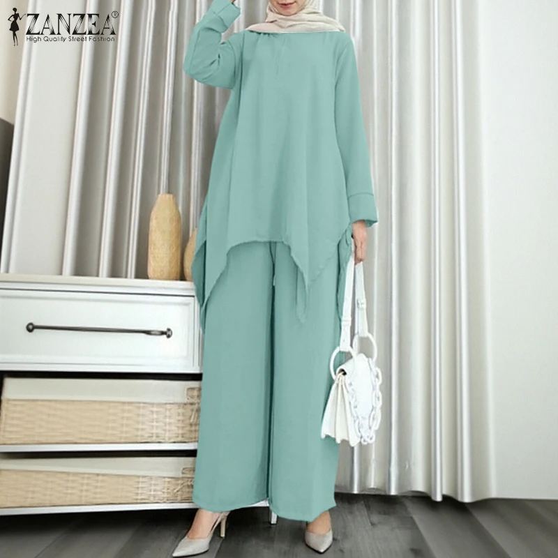ZANZEA Women's Modest Fashion Pant Suits Irregular Hem Long Sleeve Blouse & Wide Leg Pant 2 Pieces Sets Muslim Loose Outfits
ZANZEA Women's Modest Fashion Pant Suits Irregular Hem Long Sleeve Blouse & Wide Leg Pant 2 Pieces Sets Muslim Loose Outfits